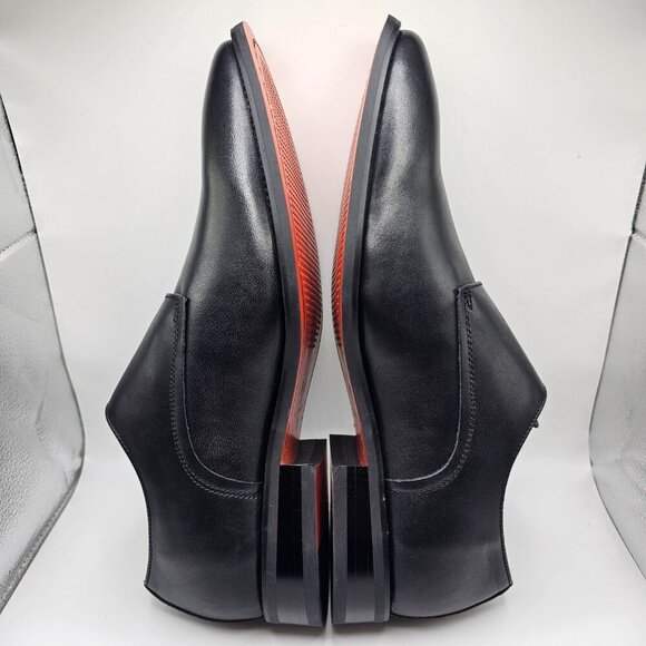 NWOB Men's La Milano Black Leather Plain Toe Double Monk Strap Shoes‎ Size 11 - Picture 2 of 11